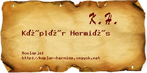 Káplár Hermiás névjegykártya